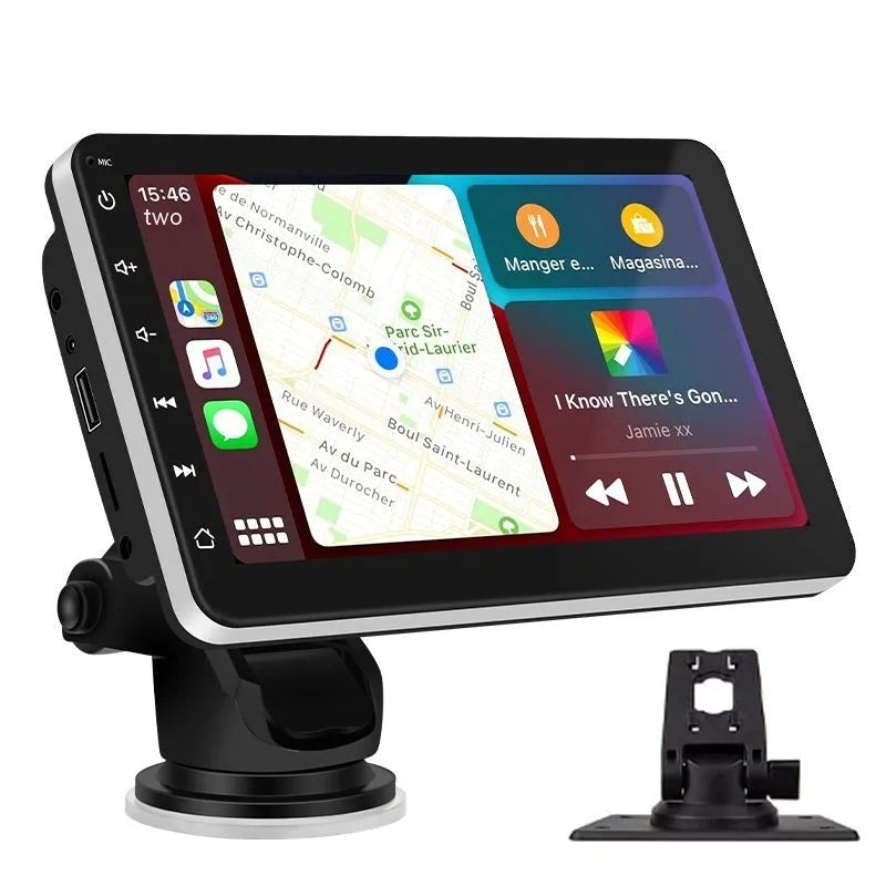 7 inch OLED screen wireless CarPlay car navigation system with reversing camera