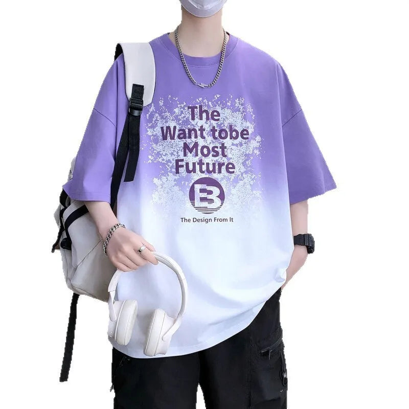 Boys youth popularity printed T-shirt with drop-shoulder sleeves in cotton-polyester blend, available in dark blue