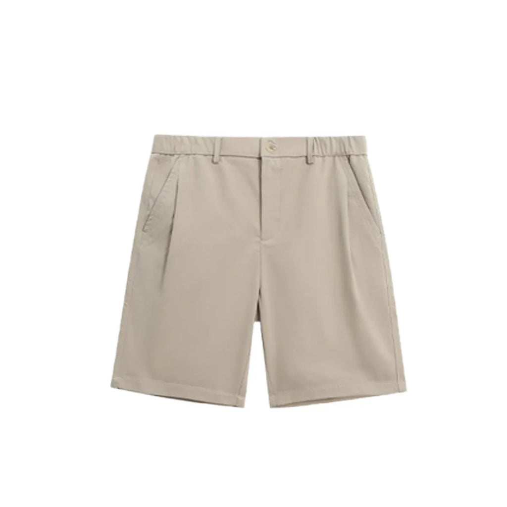 Men's straight-cut summer trousers in khaki with five pockets and polyester fibre fabric