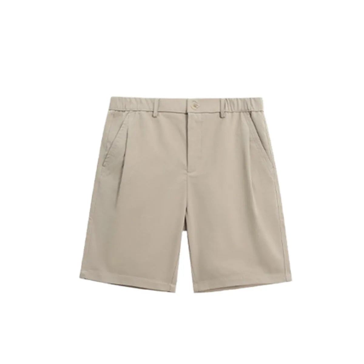 Men's straight-cut summer trousers in khaki with five pockets and polyester fibre fabric