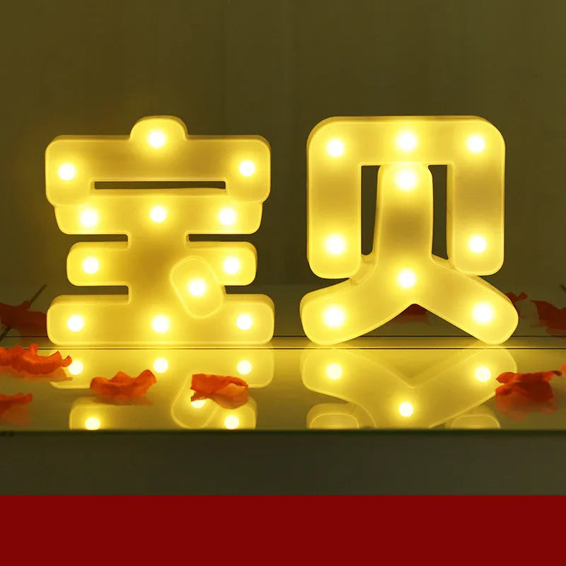 LED letter lights 22cm plastic alphabet in picture colour for birthday party and proposal decor