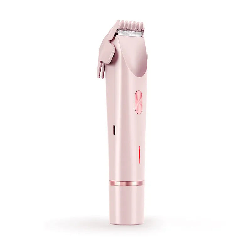 2-in-1 women's electric body hair trimmer double head shaver USB rechargeable pink for wet dry use on bikini line legs underarms