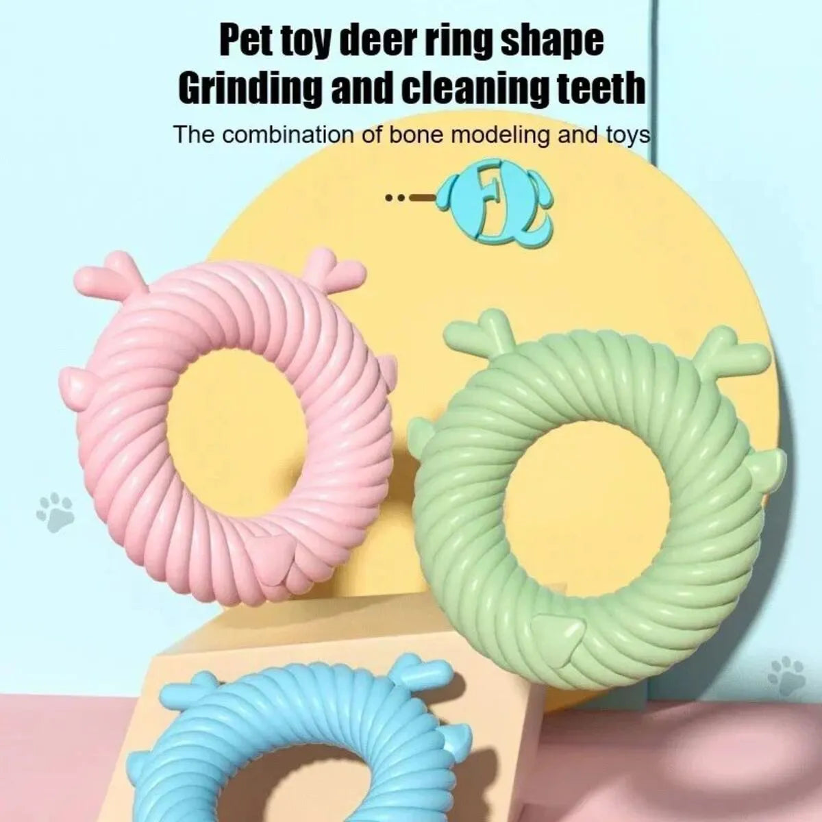 TPR dog chew toy in Light Sky Blue, 130g, 12.5x13cm, with spiral groove design for teeth cleaning