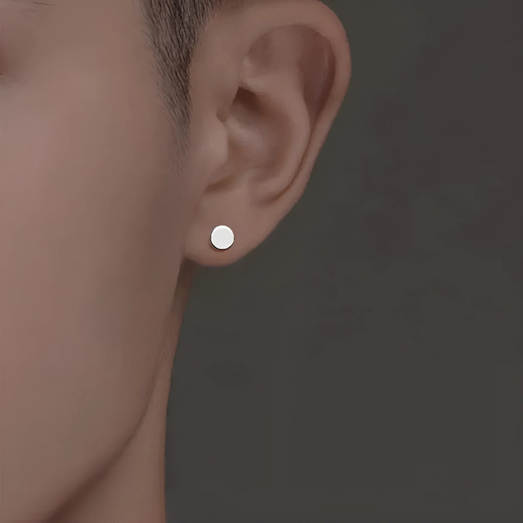 Sterling silver geometric round stud earrings in multiple sizes from 3mm to 8mm