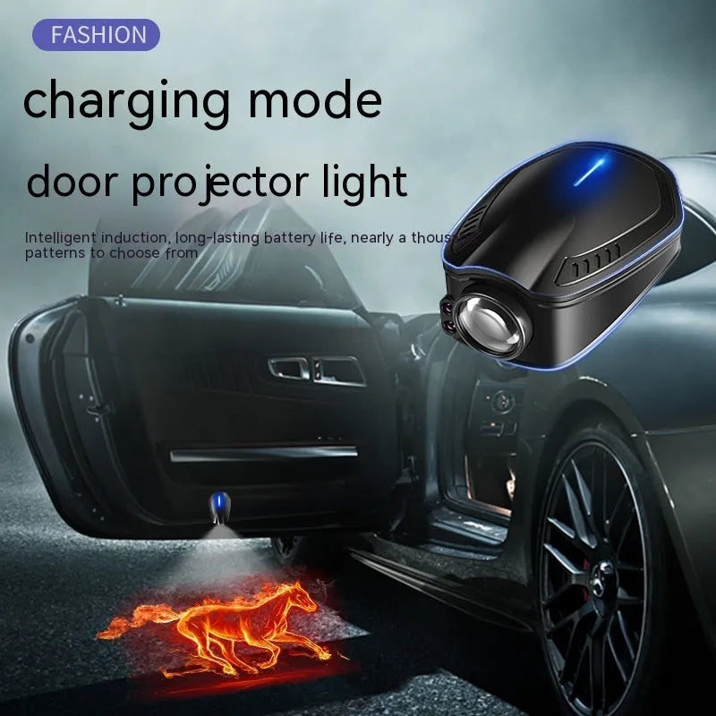 F2 laser courtesy lamp in bright black with ABS electronic components for universal car fit