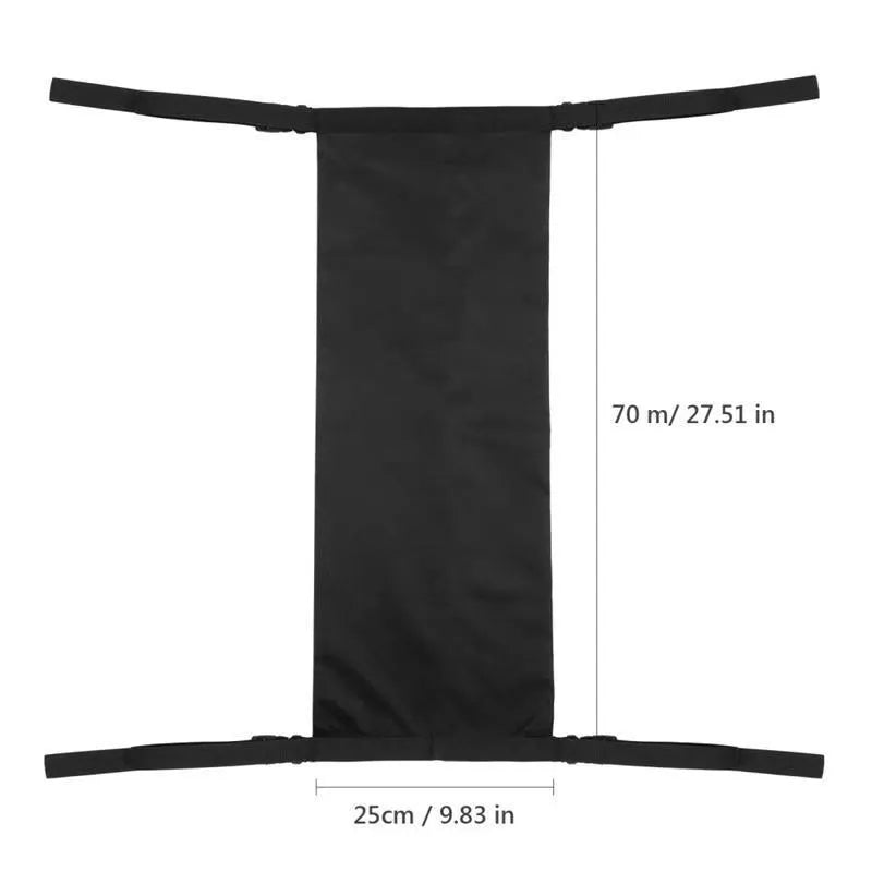 Black cylindrical oxford cloth pannier bag for securing an oxygen cylinder to a wheelchair.