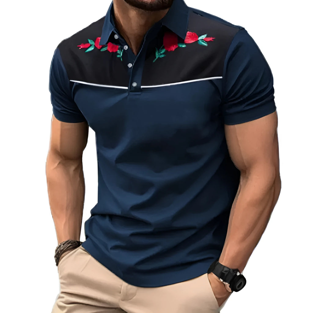 Men's short sleeve polo shirt in mesh polyester fabric with zipper decoration details for sports wear