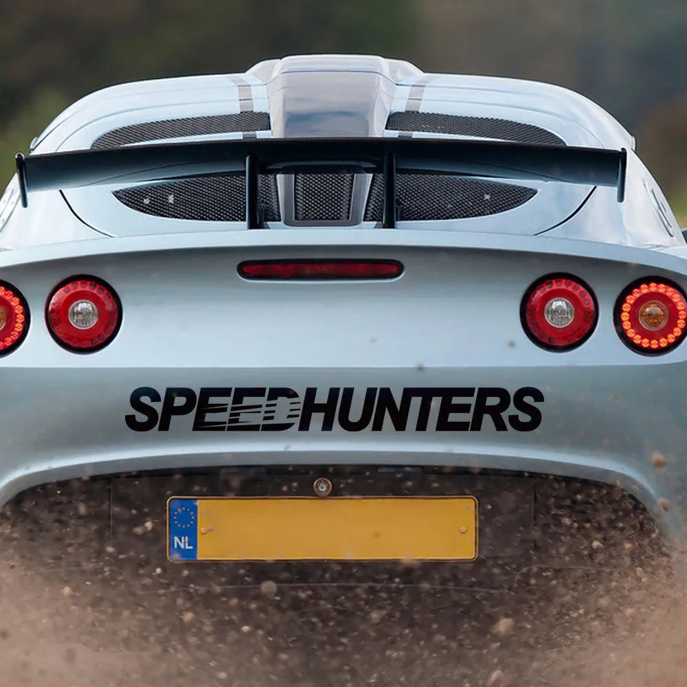 Speed Hunters reflective car vinyl sticker 59 by 10 centimetres, black colour, on car trunk