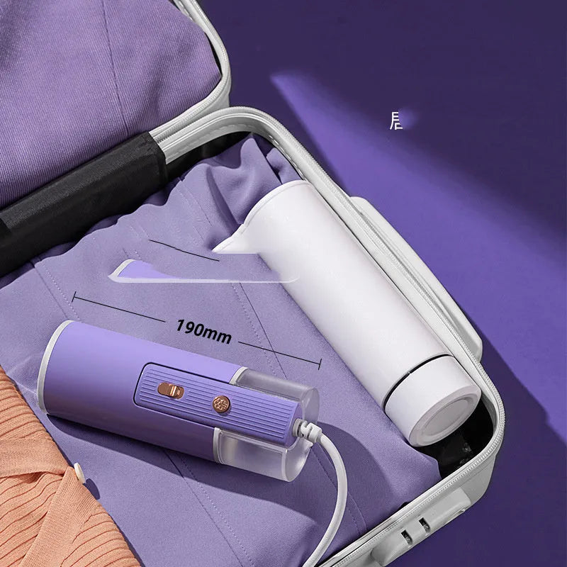 Portable foldable handheld steam iron in Grey Lotus Root Purple with 130ml capacity