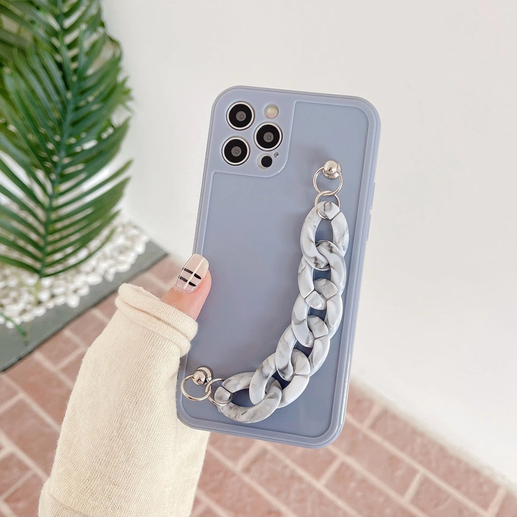Marble bracelet silicone phone case made of fine hole TPU soft shell, available for Apple iPhone models 7 to 15 Pro Max, shown in antique white.