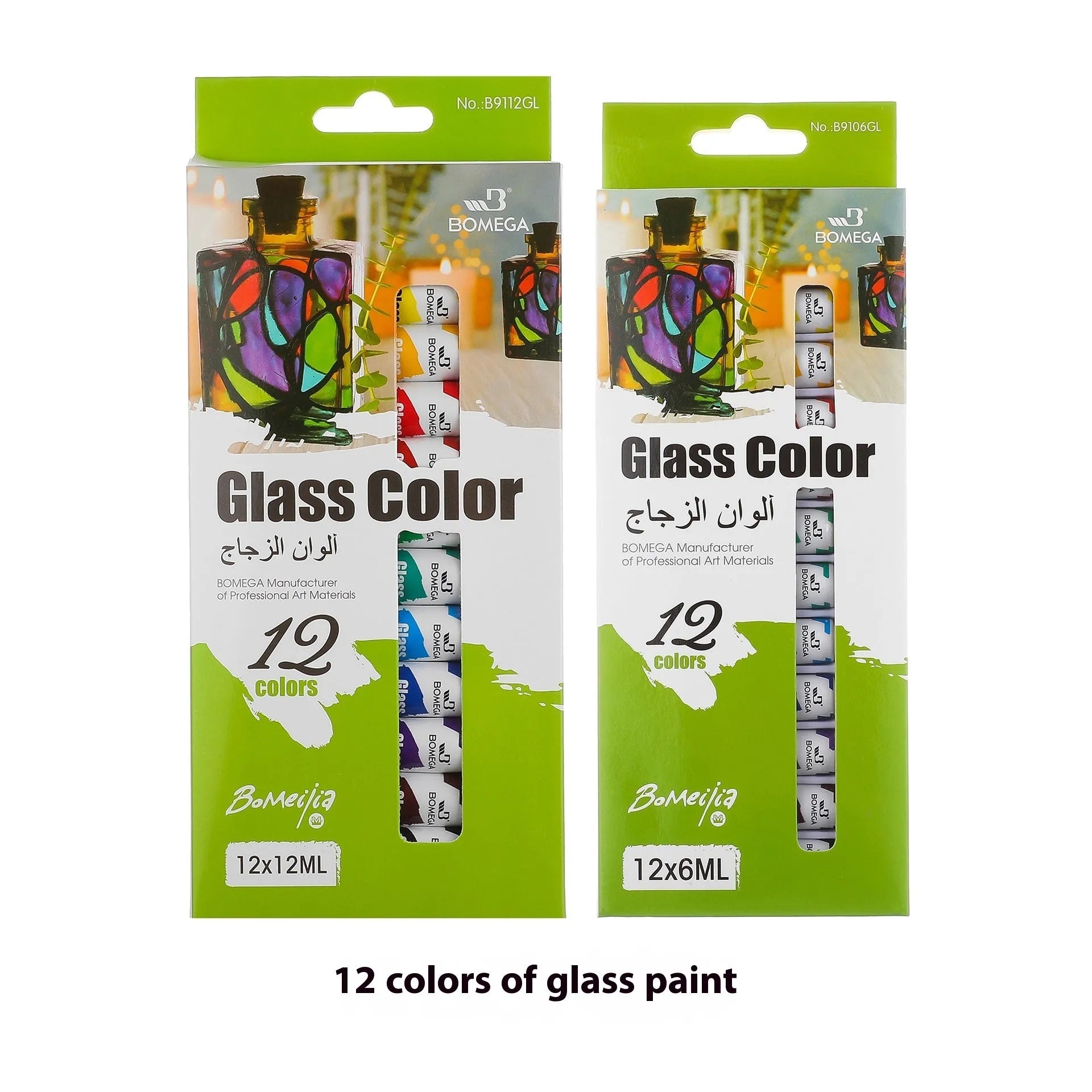 Artists' paint set with 12 colour tubes for acrylic, gouache, watercolour, oil, glass and textile painting.