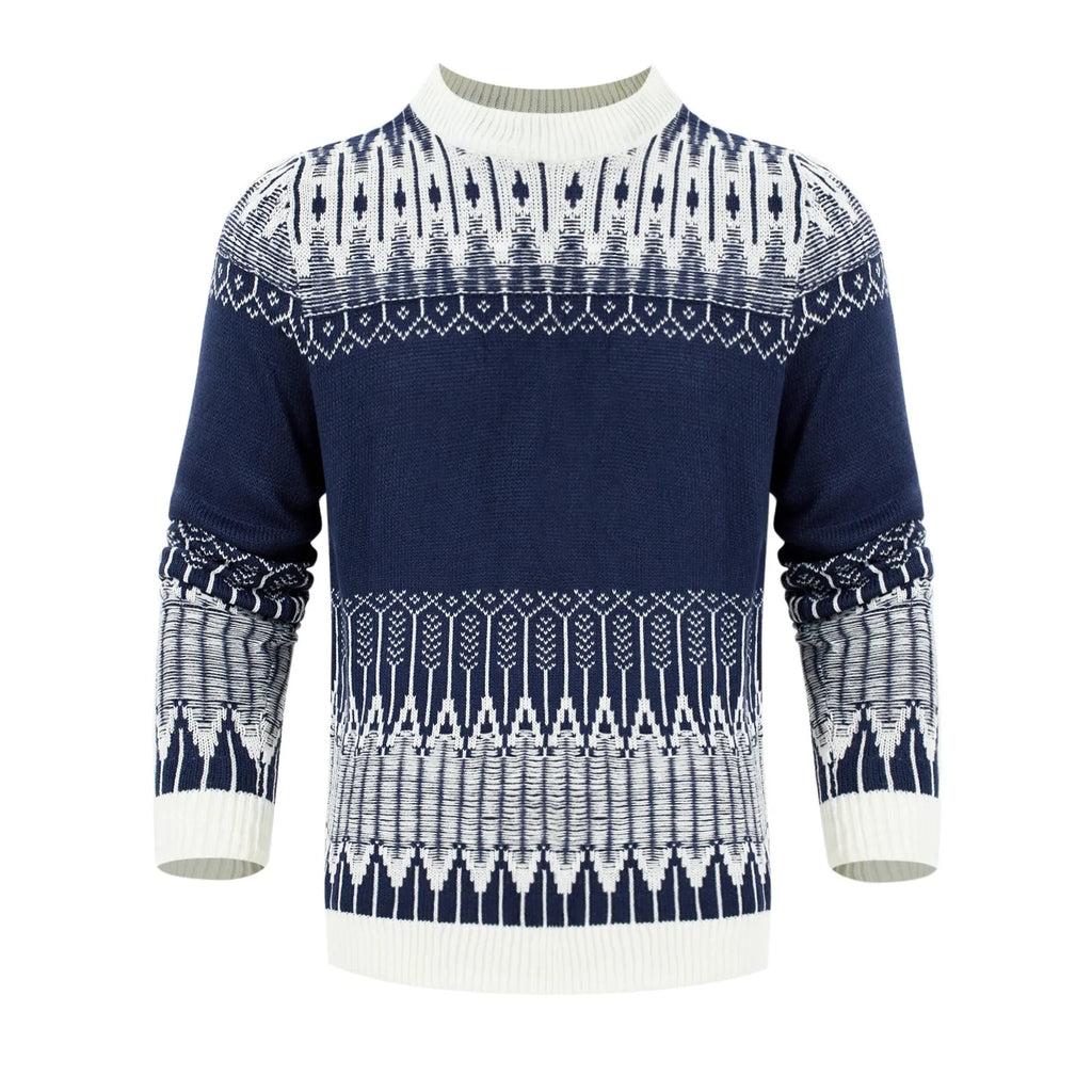 Men's knitted crew neck sweater with long sleeves in multiple size options