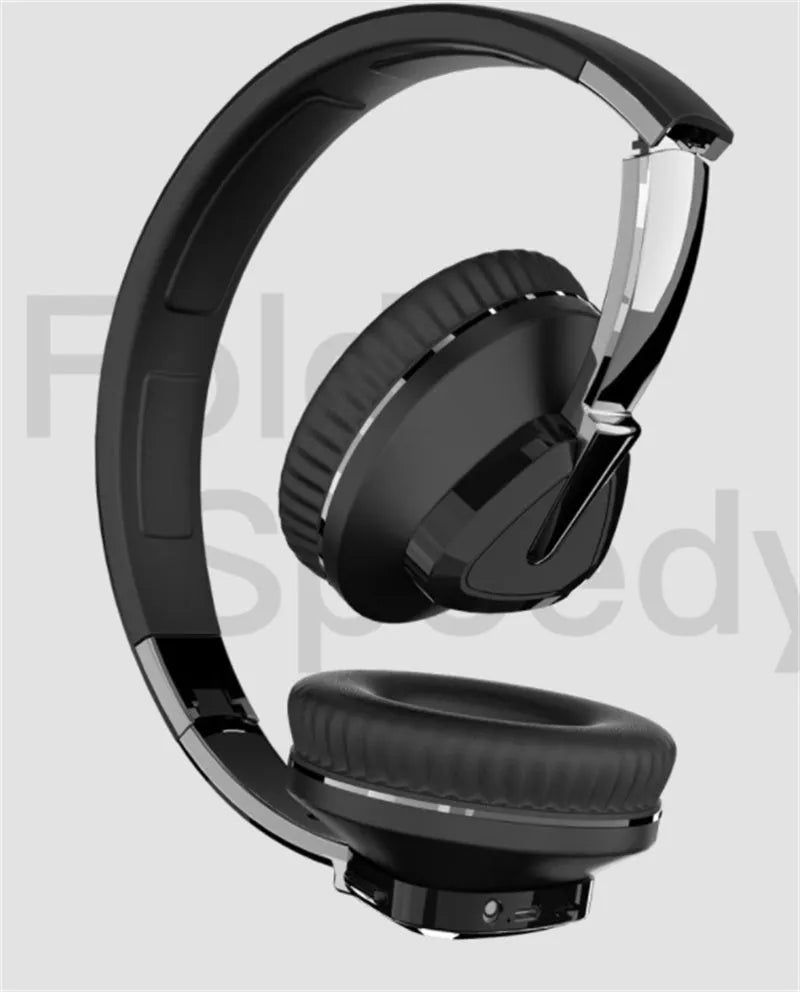H3 wireless stereo over-ear headset in black with Bluetooth 5.0, 10-metre range, and AUX/TF card connectivity