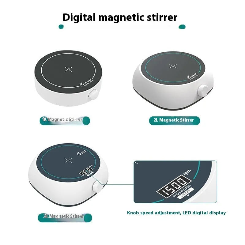 Heating constant temperature digital display magnetic stirrer with plastic body and magnetic stirring bar for laboratory use