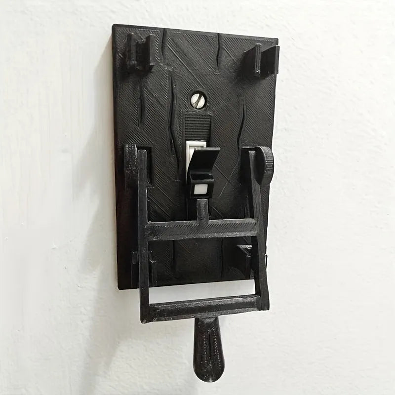 Retro decorative light switch plate with creative design for exposed wall installation.
