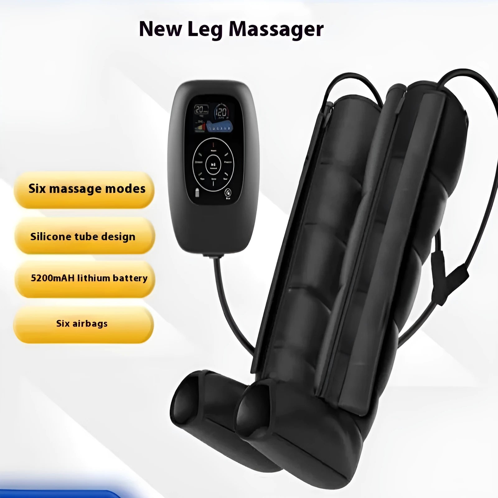 Air wave pressure massager for legs, arms, or waist with battery and handheld remote control in multiple sizes