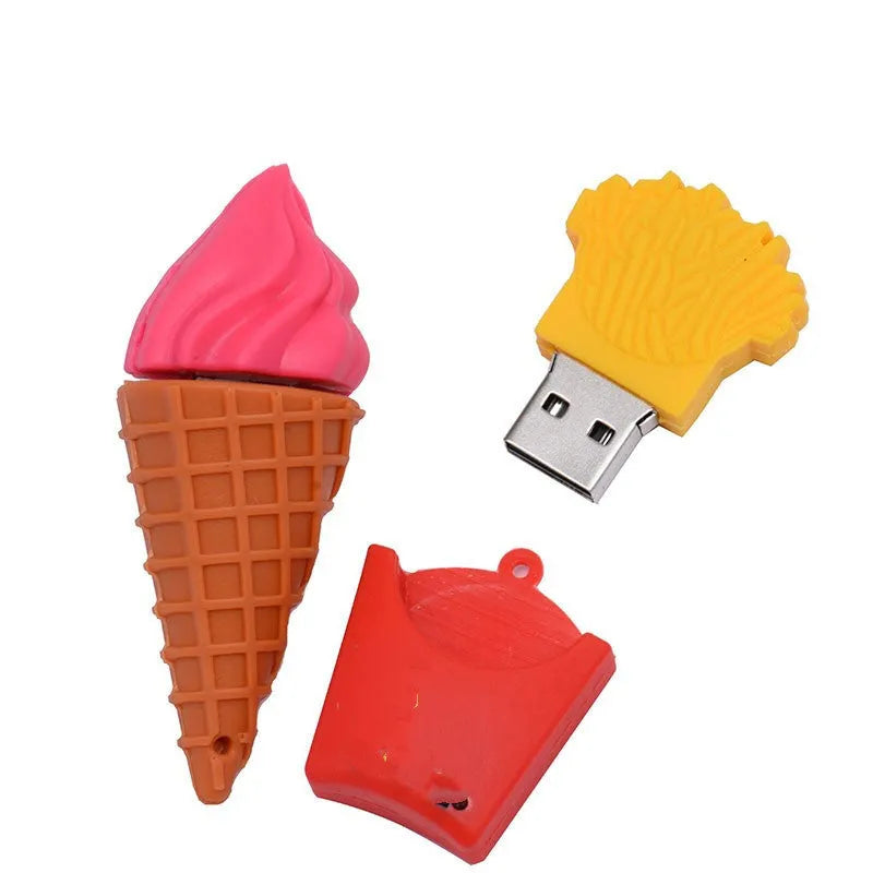 Cute pink mini ice cream shaped USB flash drive on a white background.