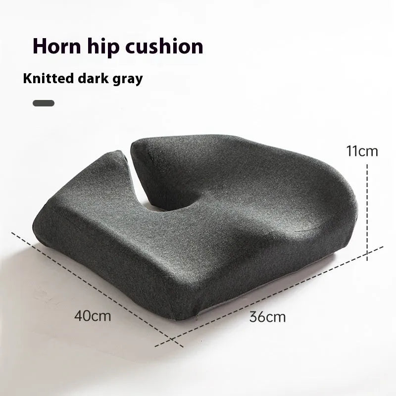 Memory foam office chair cushion in black, dark grey, or light grey measuring 36x40x11 cm
