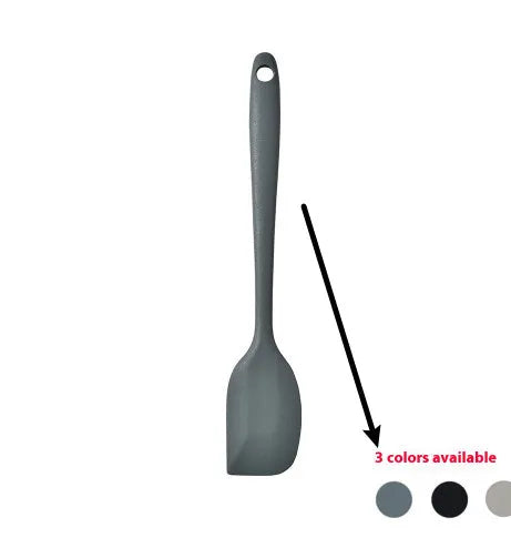 12 piece silicone kitchenware set with rotating storage bucket containing ladle spatula and clips
