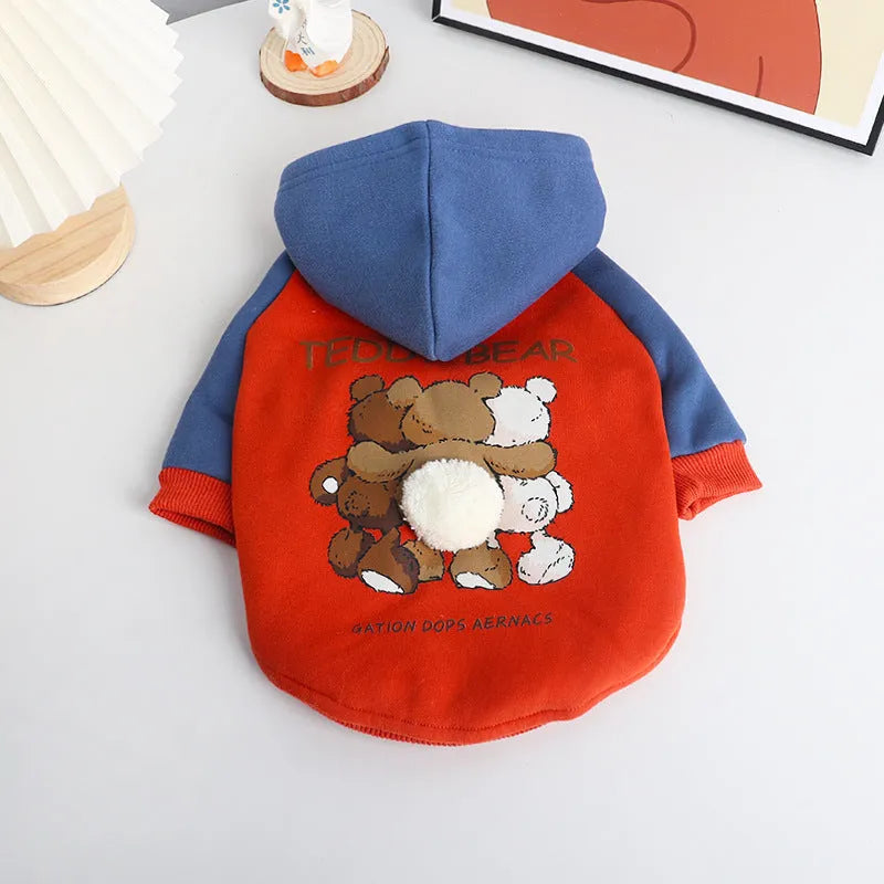 Red cotton pet clothing for small and medium dogs, sizes L to 4XL, lying flat