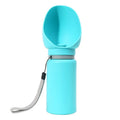 Folding pet outdoor walking mug portable travel water bottle in blue silicone for dogs and cats 550ml