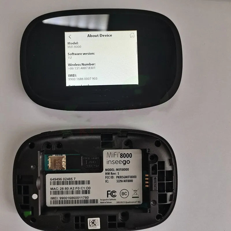 Black portable 4G wireless router with compact dimensions for mobile internet access