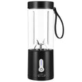 Portable 530ml rechargeable blender in black with lid and USB port, made from PC edible plastic