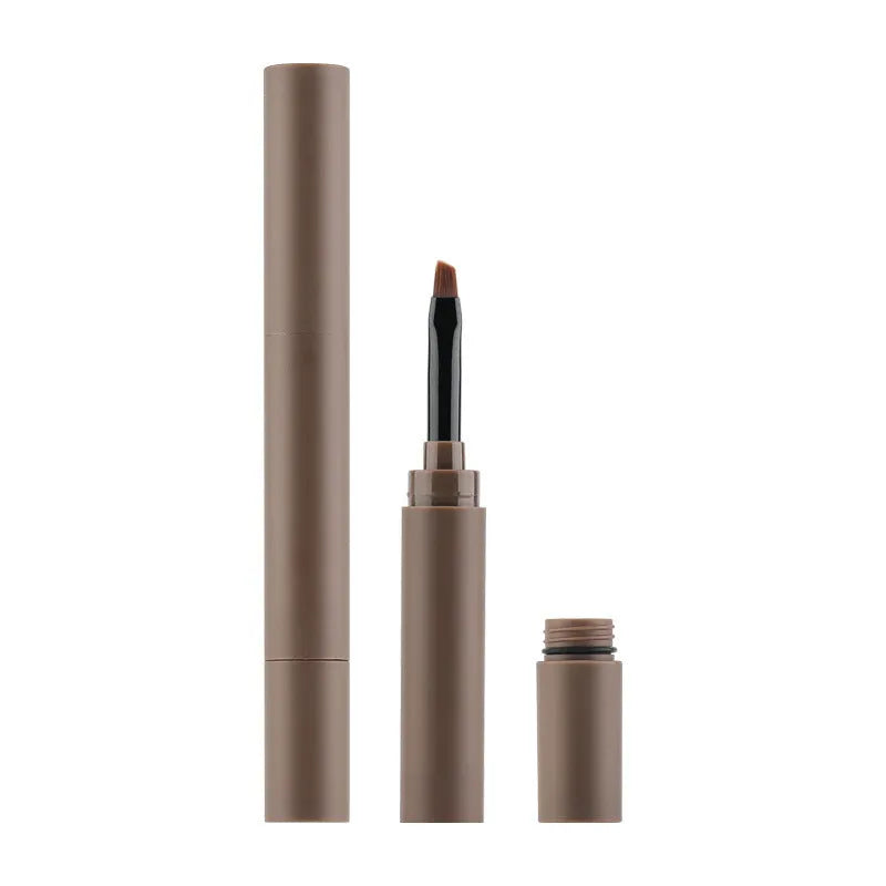 Double-headed eyebrow cream with pencil and powder applicators in five colour options