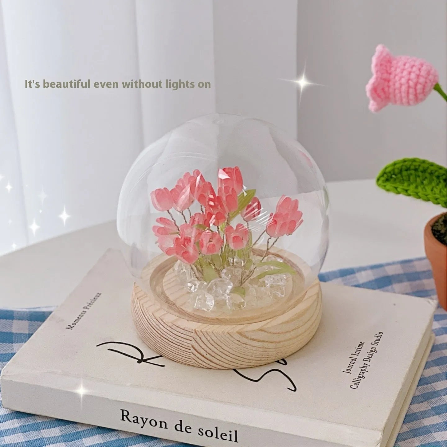 LED tulip artificial flower small night lamp battery-powered 1W pink DIY material package