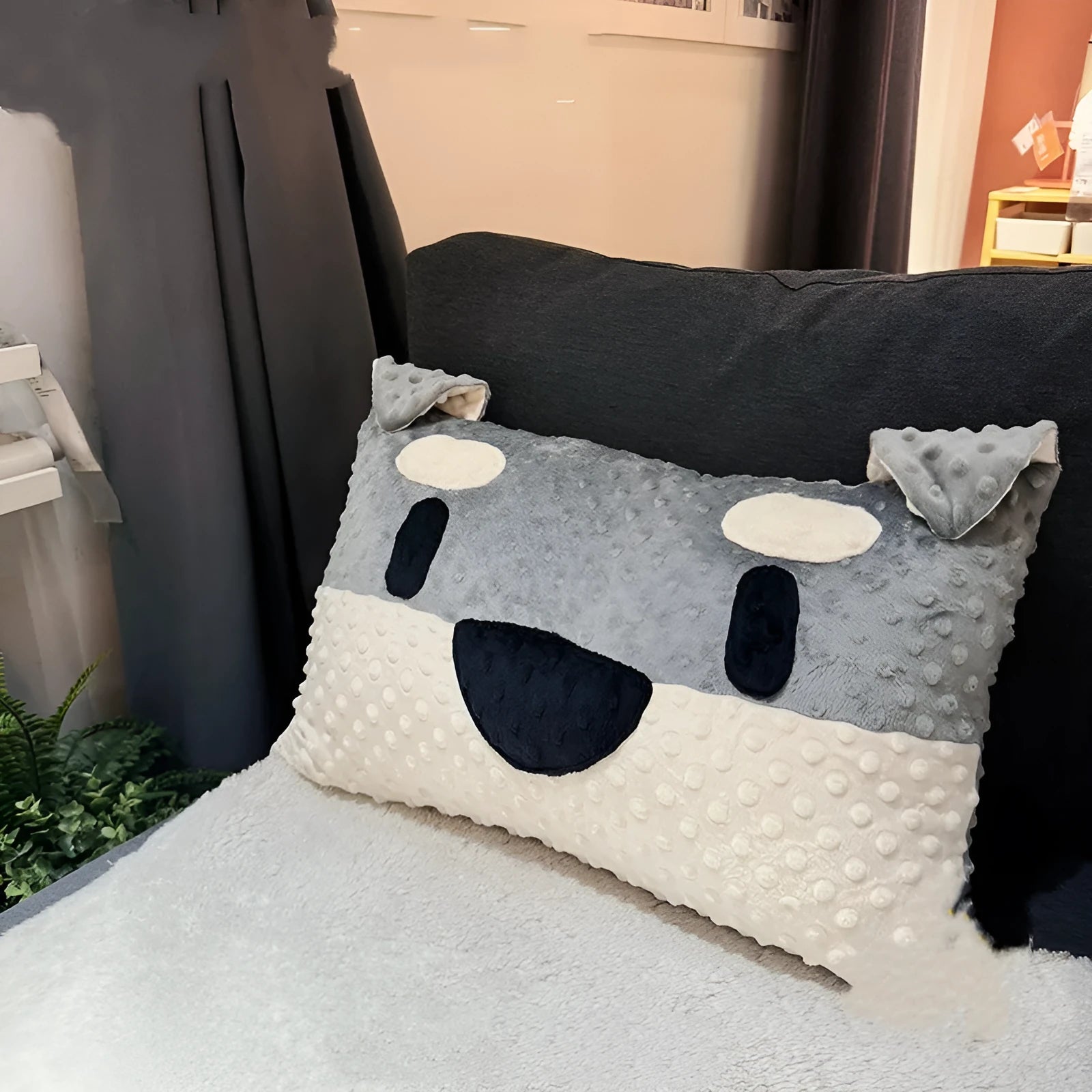 West Highland terrier puppy-shaped sofa cushion 50x35x18cm grey or white