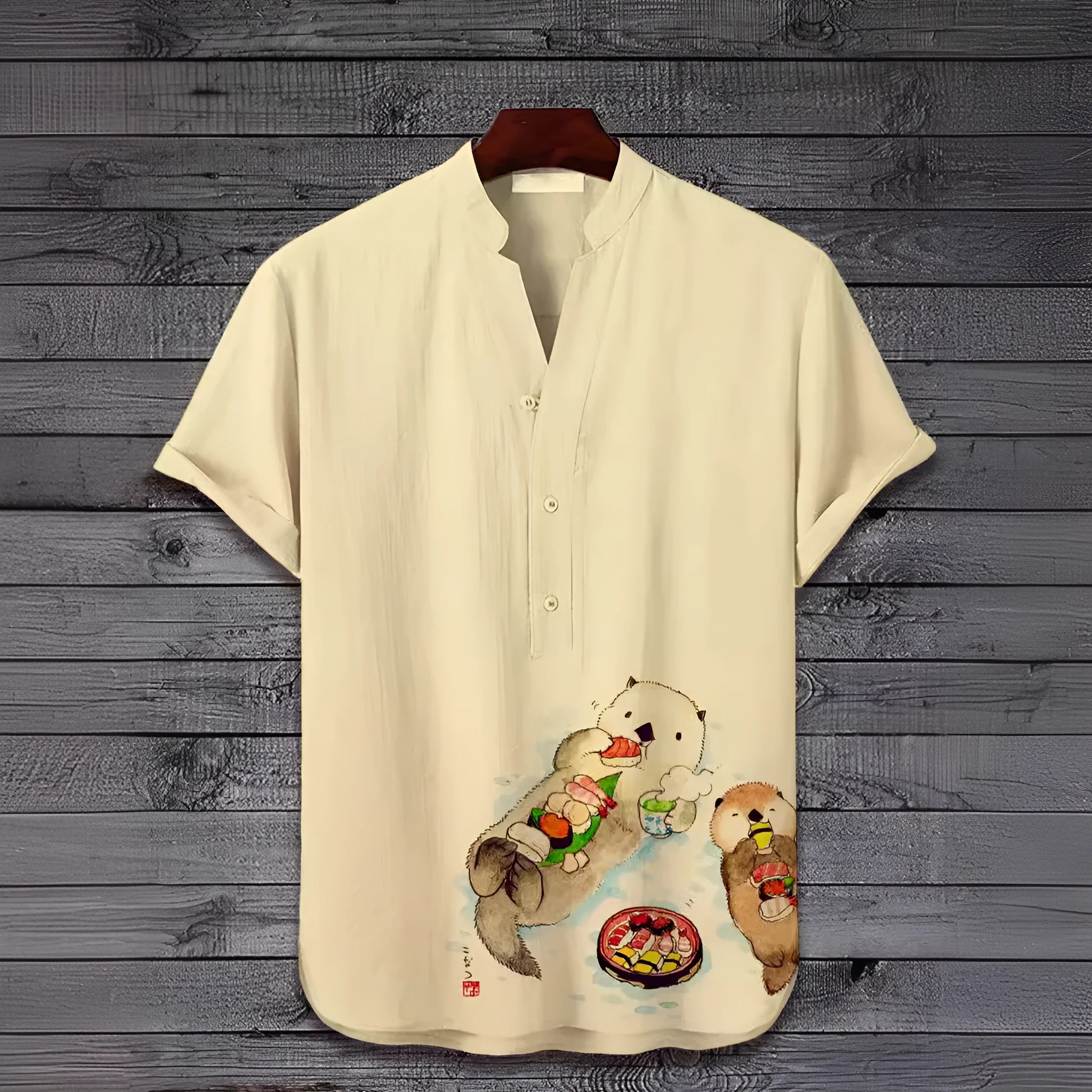 Men's grey short sleeve t-shirt with a colourful 3D digital tiger print on the front.