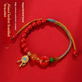 Cinnabar peace blessing buckle bracelet hand-woven geometric design emperor red sand women's