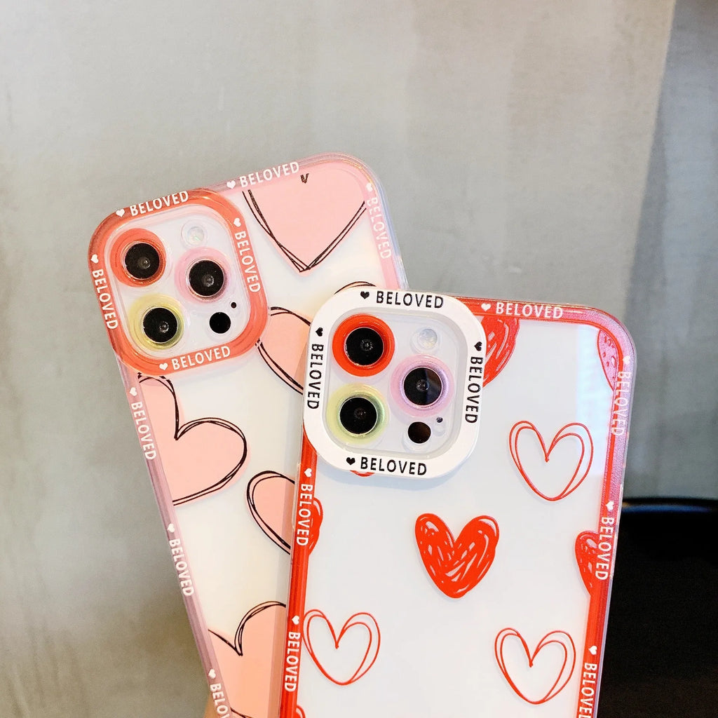 Pink love heart angel eyes TPU back cover phone case for iPhone 13 Pro Max
