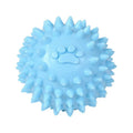Blue TPR rubber dog chewing ball with textured footprint pattern for tooth cleaning