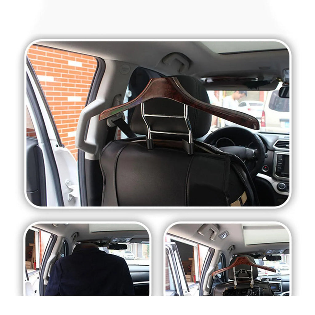 Wood yellow stainless steel car hanger measuring 46.5 x 23cm with detachable hooks