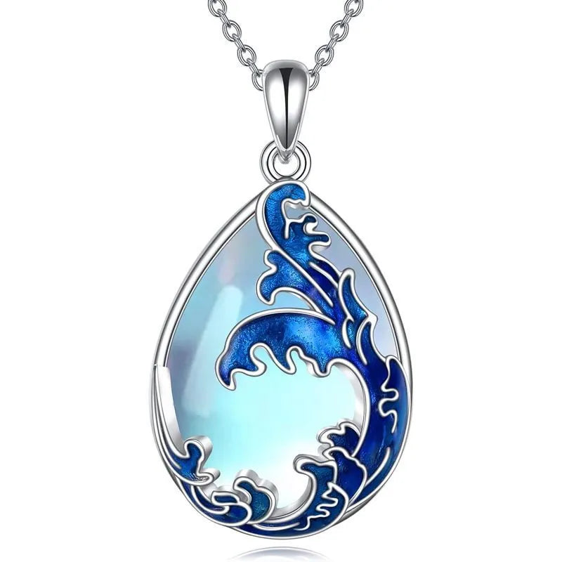 Blue heart-shaped alloy pendant necklace for women with HAILANG charm