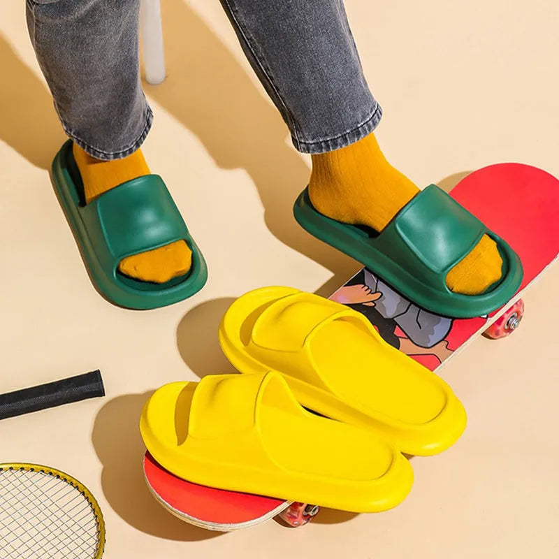 Soft EVA flip-flop slippers with thick 3.5cm sole in seven colour options