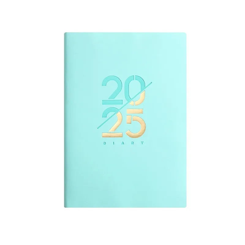 Soft faux leather A5 schedule book with 150 pages open on desk