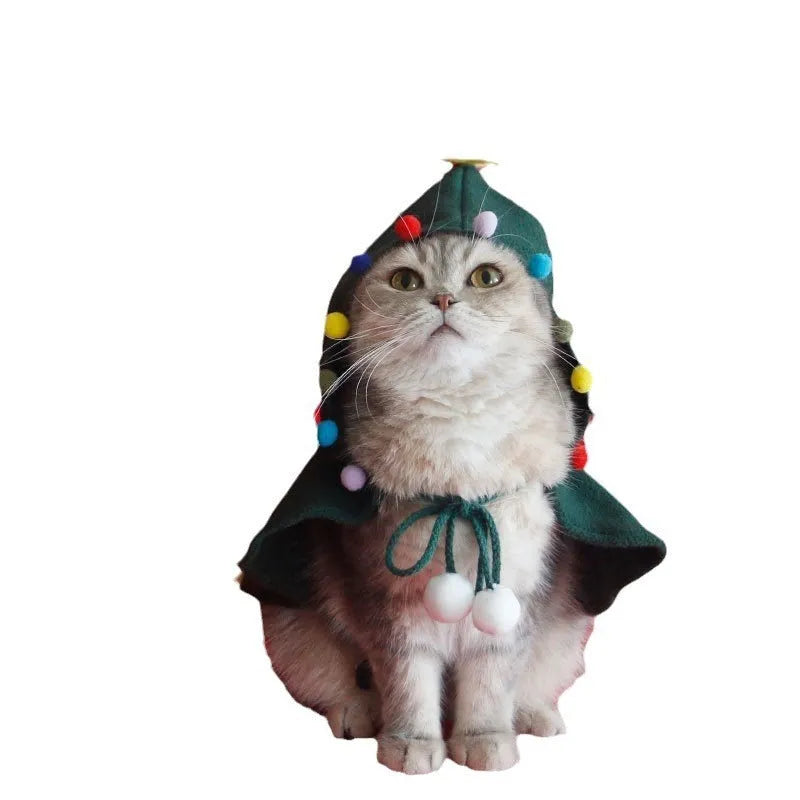 Red polar fleece Christmas cloak for cats and dogs with hood