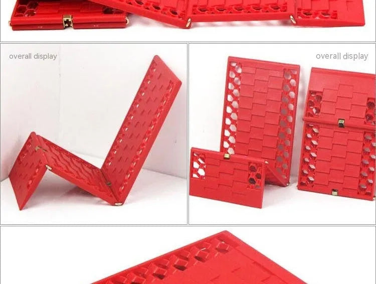 Folding anti-slip mud snow rescue board pair orange PP metal for automobiles 18x60 inches