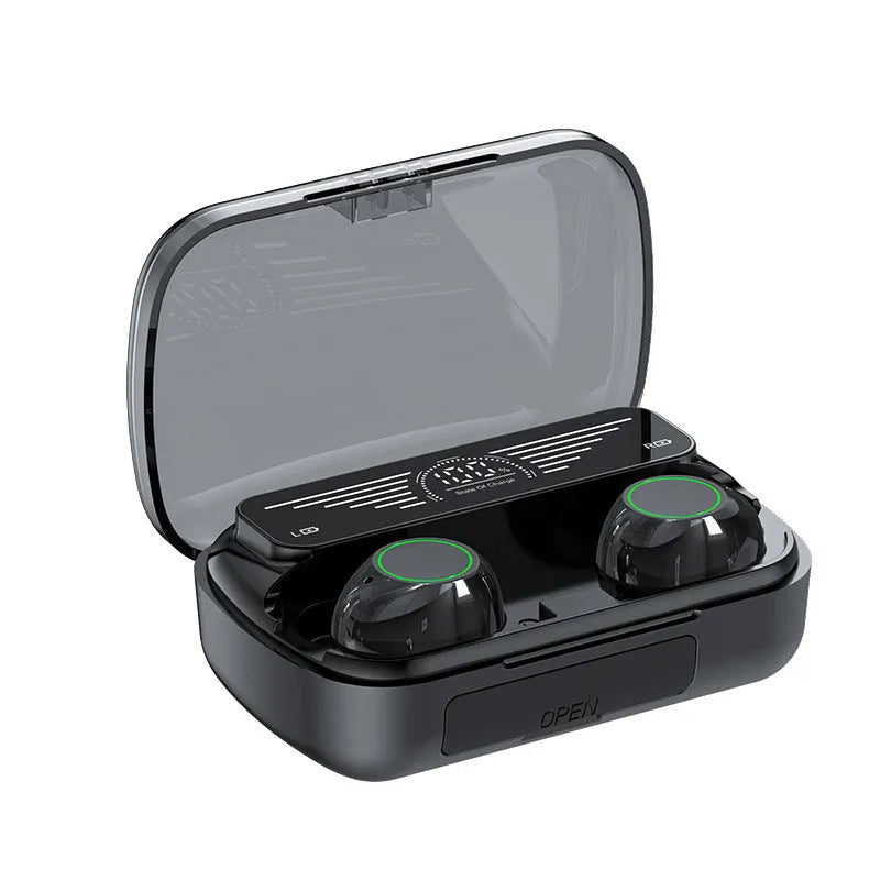 Wireless Bluetooth headset with touch controls and power display, in-ear style for sports and calling
