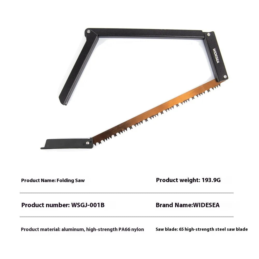 Black outdoor foldable saw with aluminium and nylon frame and No. 65 Gao Meng hacksaw blade