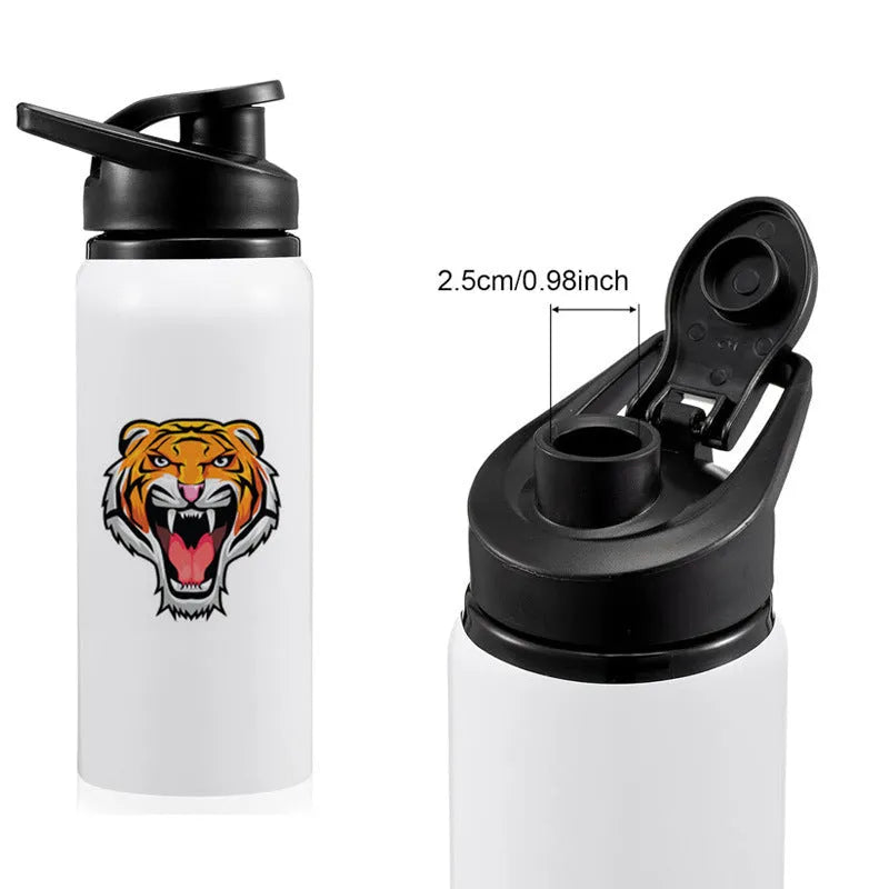 White aluminium cycling water bottle with double-walled insulation in 600ml and 750ml capacity options