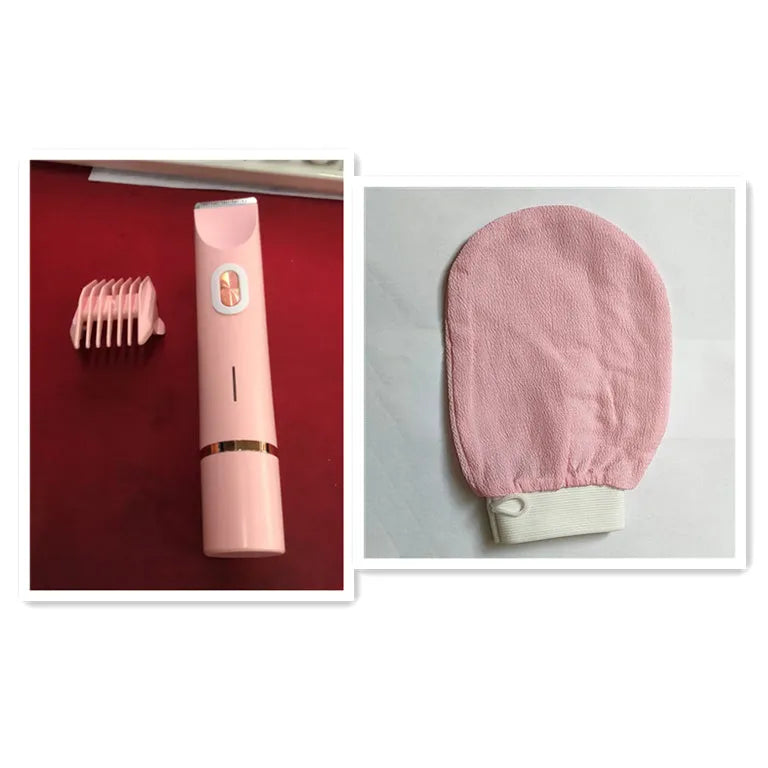 2-in-1 women's electric body hair trimmer double head shaver USB rechargeable pink for wet dry use on bikini line legs underarms