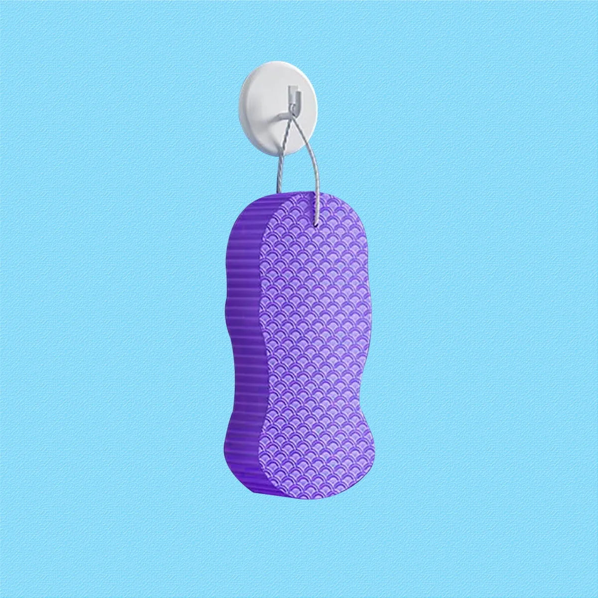 White 3D fish scale pattern bath sponge ball for gentle body exfoliation in the shower
