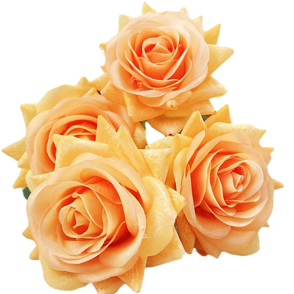 Artificial silk flower bouquet measuring approximately 42cm long with 8.5cm flower heads in multiple colour options