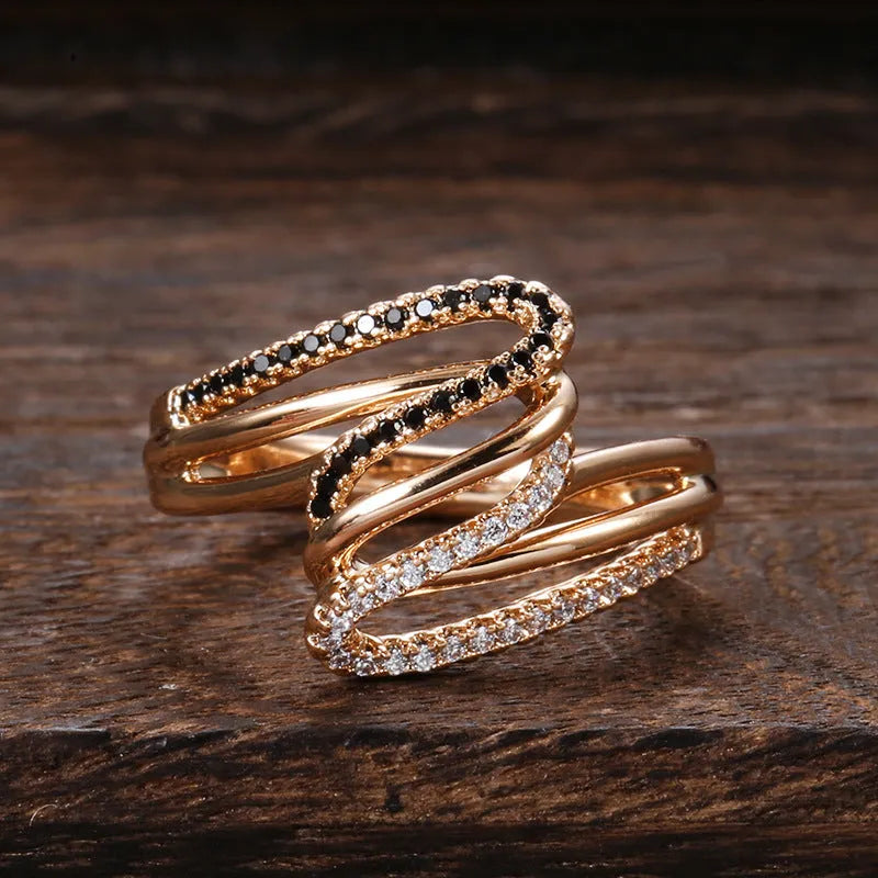 Women's copper electroplated ring with micro-inlaid zircon in colour WK2230
