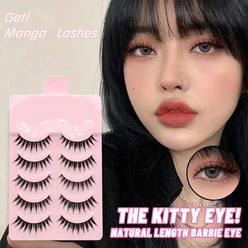 5 pairs anime manga lashes false eyelashes in natural wispy style with plastic black band