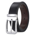 Men's genuine leather belt with alloy pin buckle, embossed water drop pattern, 3.3cm width, 120cm length