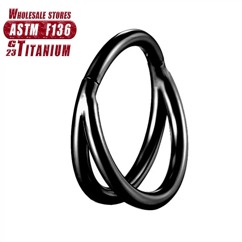 Titanium alloy fork-style nose ring body jewellery in silver, gold, black or rose gold finish.